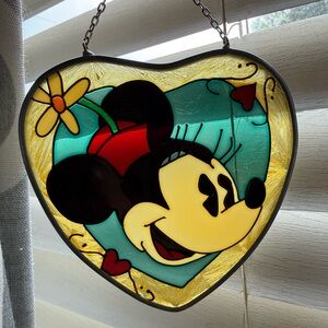 Disney Stained Glass Minnie Heart Art - Tiffany Dale Vintage 90’s Rare